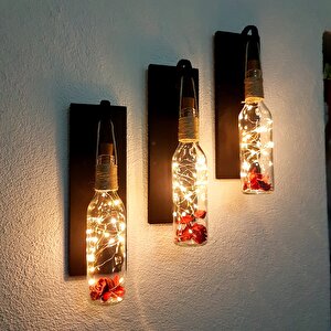 Led Işıklı, Mat Siyah Renkli Duvar Aplik, 3 Lü Set
