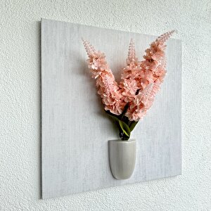 Kabartma Dokulu, Pembe Şebboy Çiçekli 3d Tablo