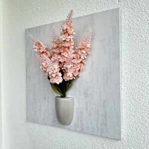 Kabartma Dokulu, Pembe Şebboy Çiçekli 3d Tablo