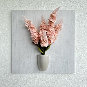 Kabartma Dokulu, Pembe Şebboy Çiçekli 3d Tablo