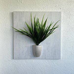 Kabartma Dokulu, Yeşil Çimen Çiçekli 3d Tablo