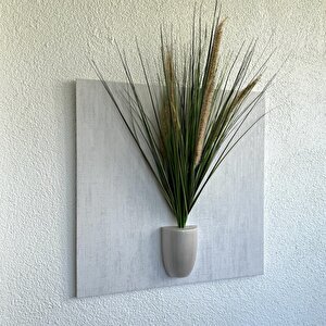 Kabartma Dokulu, Yeşil Sazlık Çiçekli 3d Tablo
