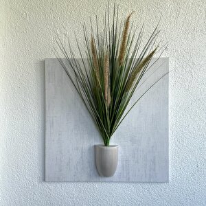 Kabartma Dokulu, Yeşil Sazlık Çiçekli 3d Tablo