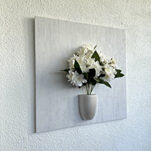 Kabartma Dokulu, Beyaz Yasemin Çiçekli 3d Tablo