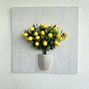 Kabartma Dokulu, Limon Çiçekli 3d Tablo