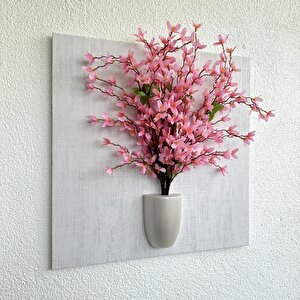 Kabartma Dokulu, Pembe Sakura Çiçekli 3d Tablo