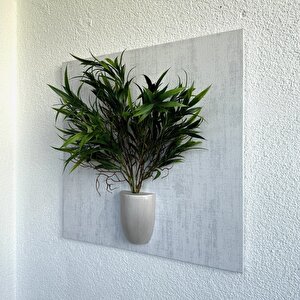 Kabartma Dokulu, Yeşil Bitki Çiçekli 3d Tablo