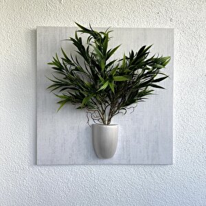 Kabartma Dokulu, Yeşil Bitki Çiçekli 3d Tablo