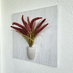 Kabartma Dokulu, Kırmızı Çubuk Cipso Çiçekli 3d Tablo