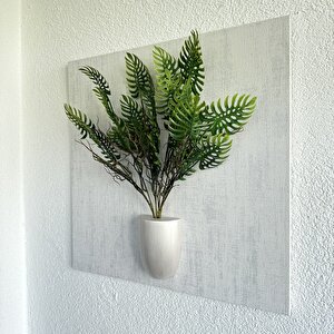 Kabartma Dokulu, Mastana Yeşil Çiçekli 3d Tablo
