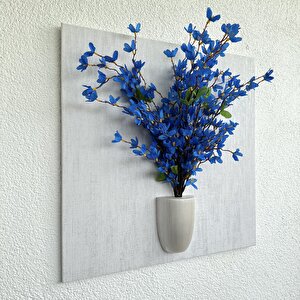 Kabartma Dokulu, Mavi Sakura Çiçekli 3d Tablo