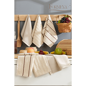 Sophia 6'lı 30x50 Cm Mutfak Havlusu Seti Bej