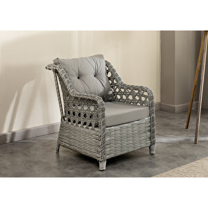 Datça Rattan Bahçe Mobilyası 3+1+1 Açık Gri/masalı