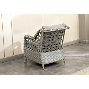 Datça Rattan Bahçe Mobilyası 3+1+1 Açık Gri/masalı