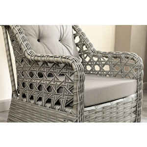 Datça Rattan Bahçe Mobilyası 3+1+1 Açık Gri/masalı