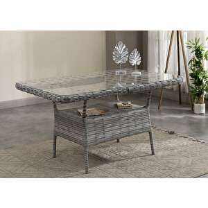 Datça Rattan Bahçe Mobilyası 3+1+1 Açık Gri/masalı