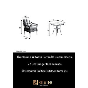 Milas Tekli Bahçe Ve Balkon Takımı Antrasit 1+1 Masalı İki Kişilik