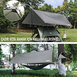 Haegs Tarp Gölgelik Tente, Taşınabilir Örtü Branda Çok İşlevli Outdoor Açık Hava Kamp Seyahat Tente Branda Güneşlik Karavan Tente Yan Çadır Gölgelik - 300x400 Cm - Gri