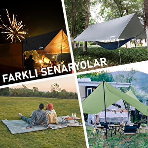 Haegs Tarp Gölgelik Tente, Taşınabilir Örtü Branda Çok İşlevli Outdoor Açık Hava Kamp Seyahat Tente Branda Güneşlik Karavan Tente Yan Çadır Gölgelik - 300x400 Cm - Gri