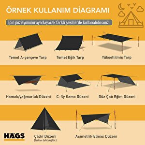 Haegs Tarp Gölgelik Tente, Taşınabilir Örtü Branda Çok İşlevli Outdoor Açık Hava Kamp Seyahat Tente Branda Güneşlik Karavan Tente Yan Çadır Gölgelik - 300x400 Cm - Gri