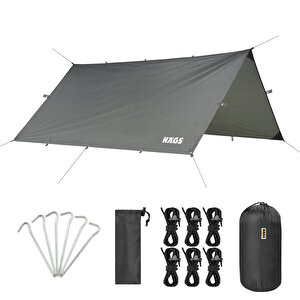 Haegs Tarp Gölgelik Tente, Taşınabilir Örtü Branda Çok İşlevli Outdoor Açık Hava Kamp Seyahat Tente Branda Güneşlik Karavan Tente Yan Çadır Gölgelik - 300x300 Cm - Gri