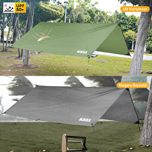 Haegs Tarp Gölgelik Tente, Taşınabilir Örtü Branda Çok İşlevli Outdoor Açık Hava Kamp Seyahat Tente Branda Güneşlik Karavan Tente Yan Çadır Gölgelik - 300x300 Cm - Gri