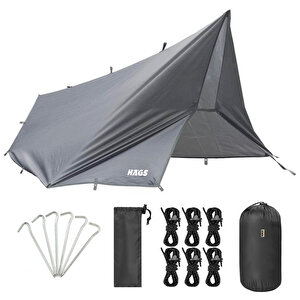 Haegs Su Geçirmez Tarp Tente Gölgelik Örtü, 4 Mevsim Taşınabilir Örtü Branda Çok İşlevli Outdoor Açık Hava Kamp Seyahat Tente Branda Barınak Yağmurluk, Güneşlik Karavan Yan Gölgelik Çadır 300x400 Cm - Gri
