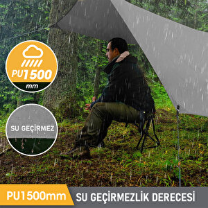 Haegs Su Geçirmez Tarp Tente Gölgelik Örtü, 4 Mevsim Taşınabilir Örtü Branda Çok İşlevli Outdoor Açık Hava Kamp Seyahat Tente Branda Barınak Yağmurluk, Güneşlik Karavan Yan Gölgelik Çadır 300x400 Cm - Gri