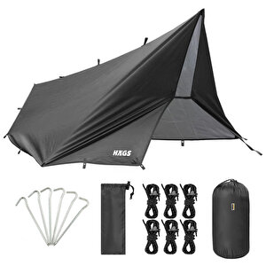 Haegs Su Geçirmez Tarp Tente Gölgelik Örtü, 4 Mevsim Taşınabilir Örtü Branda Çok İşlevli Outdoor Açık Hava Kamp Seyahat Tente Branda Barınak Yağmurluk, Güneşlik Karavan Yan Gölgelik Çadır 300x300 Cm Siyah