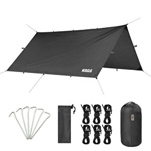 Haegs Tarp Gölgelik Tente, Taşınabilir Örtü Branda Çok İşlevli Outdoor Açık Hava Kamp Seyahat Tente Branda Güneşlik Karavan Tente Yan Çadır Gölgelik - 300x400 Cm - Siyah