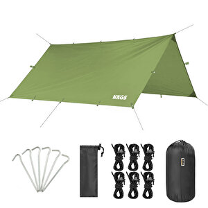 Haegs Tarp Gölgelik Tente, Taşınabilir Örtü Branda Çok İşlevli Outdoor Açık Hava Kamp Seyahat Tente Branda Güneşlik Karavan Tente Yan Çadır Gölgelik - 300x400 Cm- Yeşil