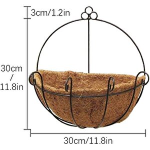Çiçek Sepeti Duvar Saksısı Kapı Sepeti Coco Elyaf Makreme Saksı 30cm