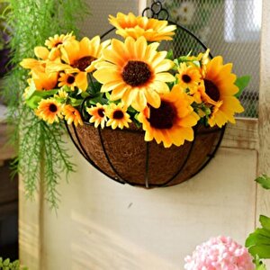 2li̇ Set Çiçek Sepeti Duvar Saksısı Kapı Sepeti Coco Elyaf Makreme Saksı Küçük:25cm Büyük:30cm