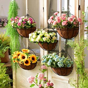 2li̇ Set Çiçek Sepeti Duvar Saksısı Kapı Sepeti Coco Elyaf Makreme Saksı Küçük:25cm Büyük:30cm
