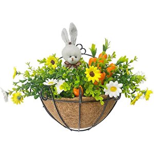 Çiçek Sepeti Duvar Saksısı Kapı Sepeti Coco Elyaf Makreme Saksı 25cm
