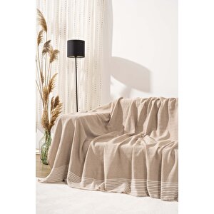 Liora Koltuk Örtüsü Cappuccino Pamuklu - Çok Amaçlı Örtü 180x230 Cm