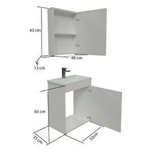 Banyo Dolabı, Ayna Ve Lavabo Seti, 55 Cm, Antrasit