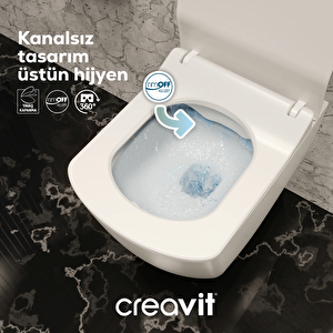 Elegant Kanalsız Asma Klozet, Creavit Yavaş Kapanan Kapak