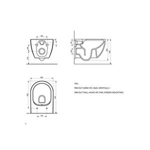 Hill Rimout Mat Antrasit Asma Klozet A031291k, Yavaş Kapak