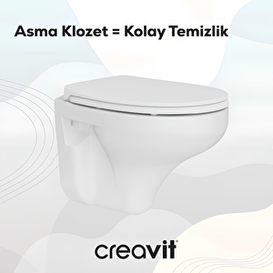 Perla Kanallı Asma Klozet, Creavit Yavaş Kapanan Kapak