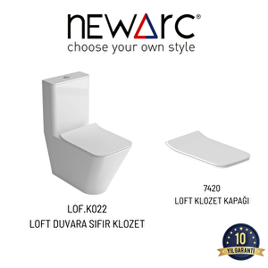 Loft Kanallı Duvara Sıfır Klozet 5822 (lof.k022), Newarc Loft Yavaş Kapak 7420