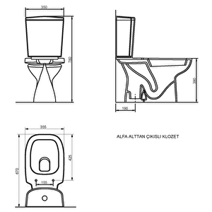 Seramiksan Alfa Altan Çıkışlı Klozet Takım A062011h