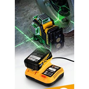 L12 D1 3 X 360° 12 Satır Yeşil Çok Hatlı Çapraz Çizgi Otomatik Seviye Lazer Hizalama - 2,0ah Li-ion Batarya