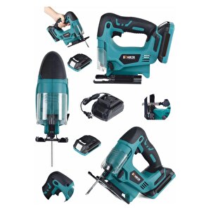 Dark Blue Kömürsüz 58 V 5000 Mah Çift Akülü Plastik Taşıma Çantalı Dekupaj Testere Makinesi