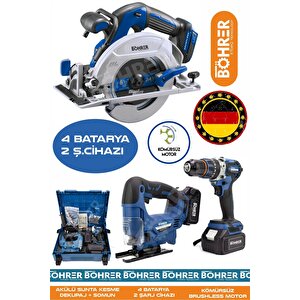 3 Lü Akülü Blue Dekupaj Testere, 185mm Akülü Sunta Kesme Ve Akülü 13mm Demi̇r Mandren Vi̇dalama