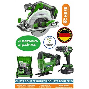 3 Lü Akülü Green Dekupaj Testere, 185mm Akülü Sunta Kesme Ve Akülü 13mm Demi̇r Mandren Vi̇dalama