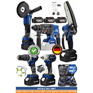 Alman Blue 5524b Kombo 5'li̇ Kömürsüz Profesyonel Set 2 Batarya 1 Ş.ci̇hazi