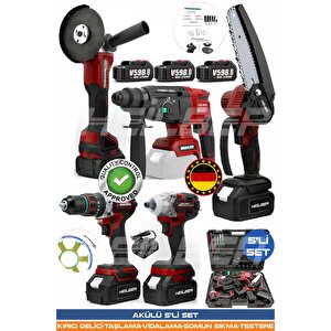 Alman Red 5524k Kombo 5'li̇ Kömürsüz Profesyonel Set 2 Batarya 1 Ş.ci̇hazi