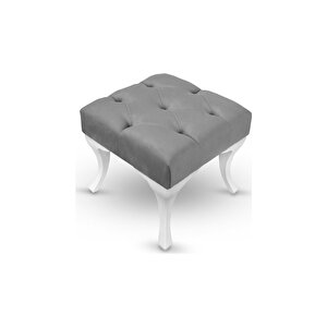 Kapitoneli Kapıönü Ayak Ucu Bench Puf Makyaj Koltuğu– 45 x 45 cm - Gri