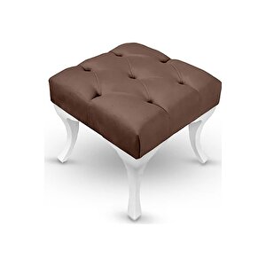 Kapitoneli Kapıönü Ayak Ucu Bench Puf Makyaj Koltuğu– 40 x 40 cm - Kahverengi